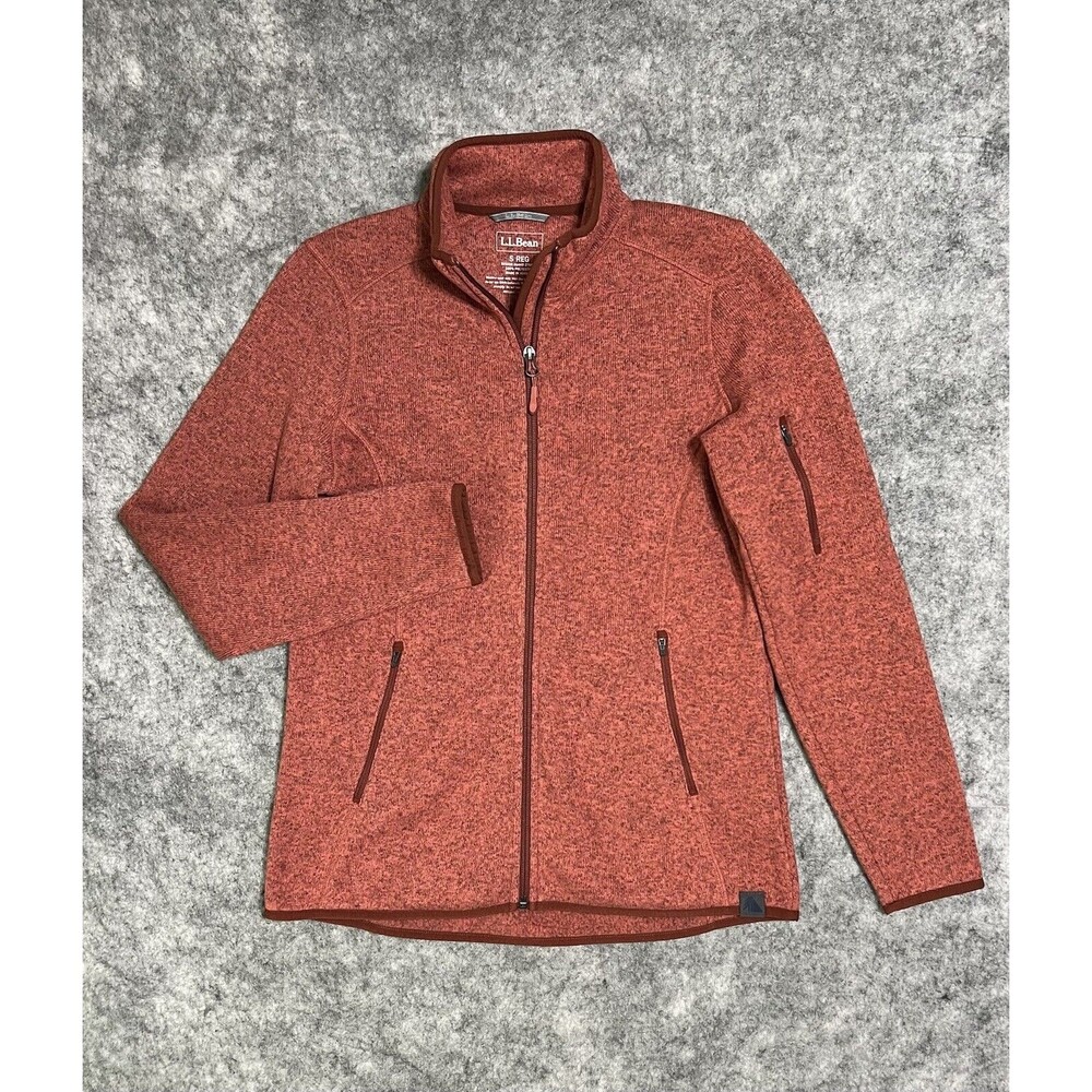 L.L. Bean Full-Zip Fleece Sweater Jacket Women’s S Pink Orange Pockets